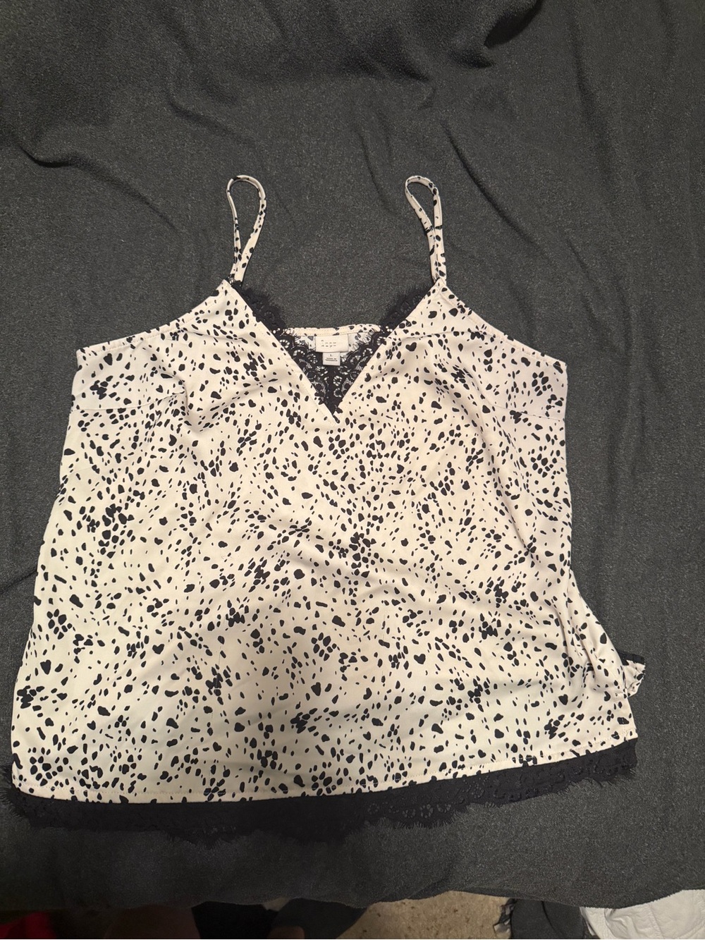 a new day Black & White Spotted Lace-Trim Cami
